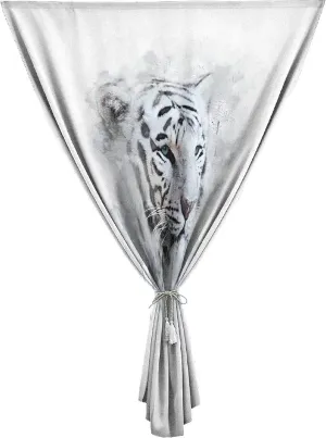 Adjustable Blackout Shades, Animal Portable Blackout Curtain, Watercolor Portrait of White Tiger Wild Nature Predator Print Temporary Blackout Blinds,47W x63L Inch, for Kitchen Bathroom Living Room