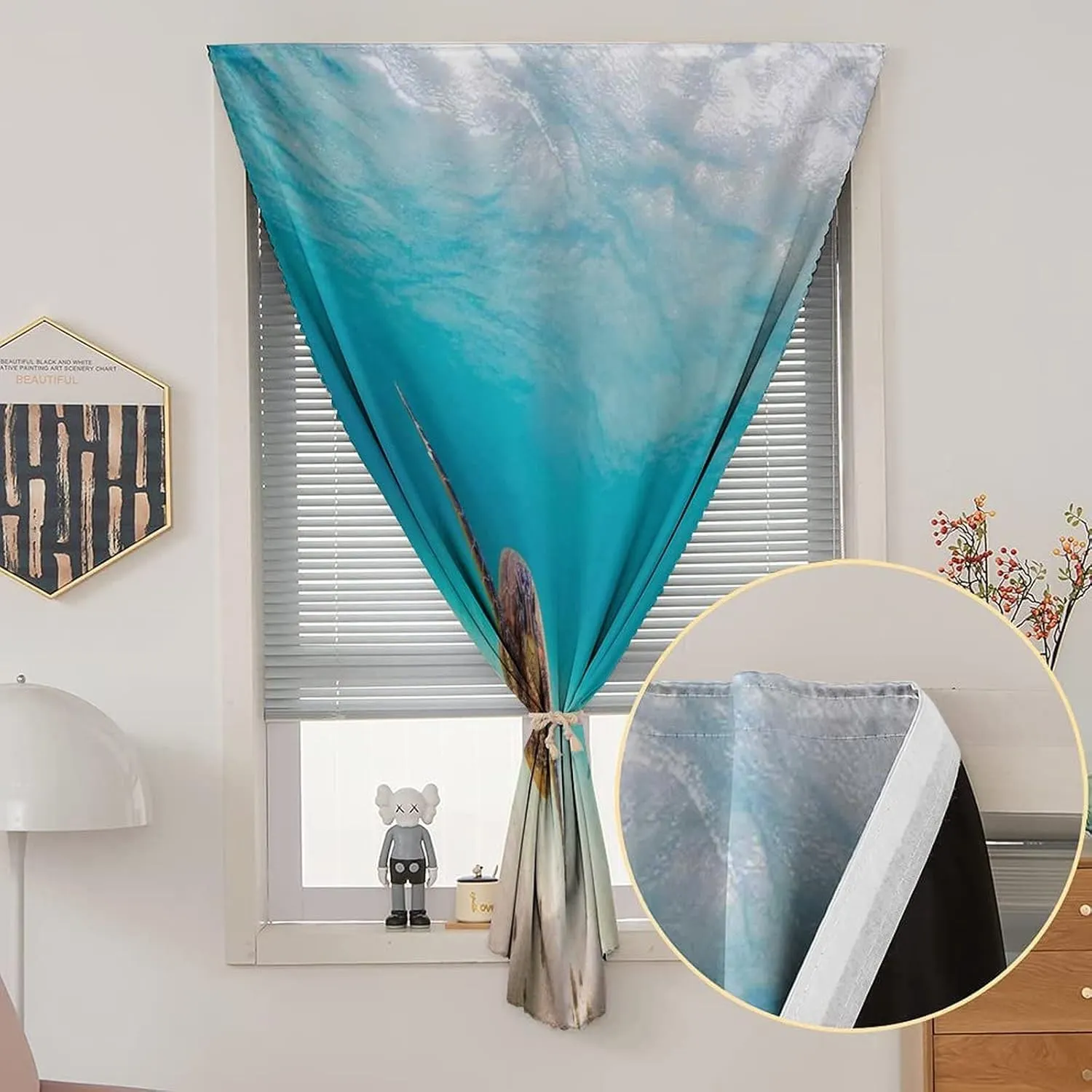 Adjustable Blackout Shades, Hawaiian Portable Blackout Curtain, Underwater Scuba Diving Sea Turtle Swimming Print Living Room Bedroom Window Drapes,26W x40L Inch, for Bathroom Living Room Bedroom