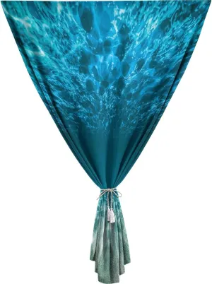 Adjustable Blackout Shades, Ocean Portable Blackout Curtain, Gravelly Bottom Wavy Surface Tropical Seascape Print Living Room Bedroom Window Drapes,24W x40L Inches, for Kitchen Bathroom Living Room