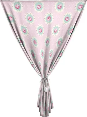 Adjustable Blackout Shades, Shabby Chic Portable Blackout Curtain, Retro Polka Dotted Backdrop Floral Motifs Rose Print Living Room Bedroom Window Drapes,24W x40L Inches, for Children Kids Bedroom