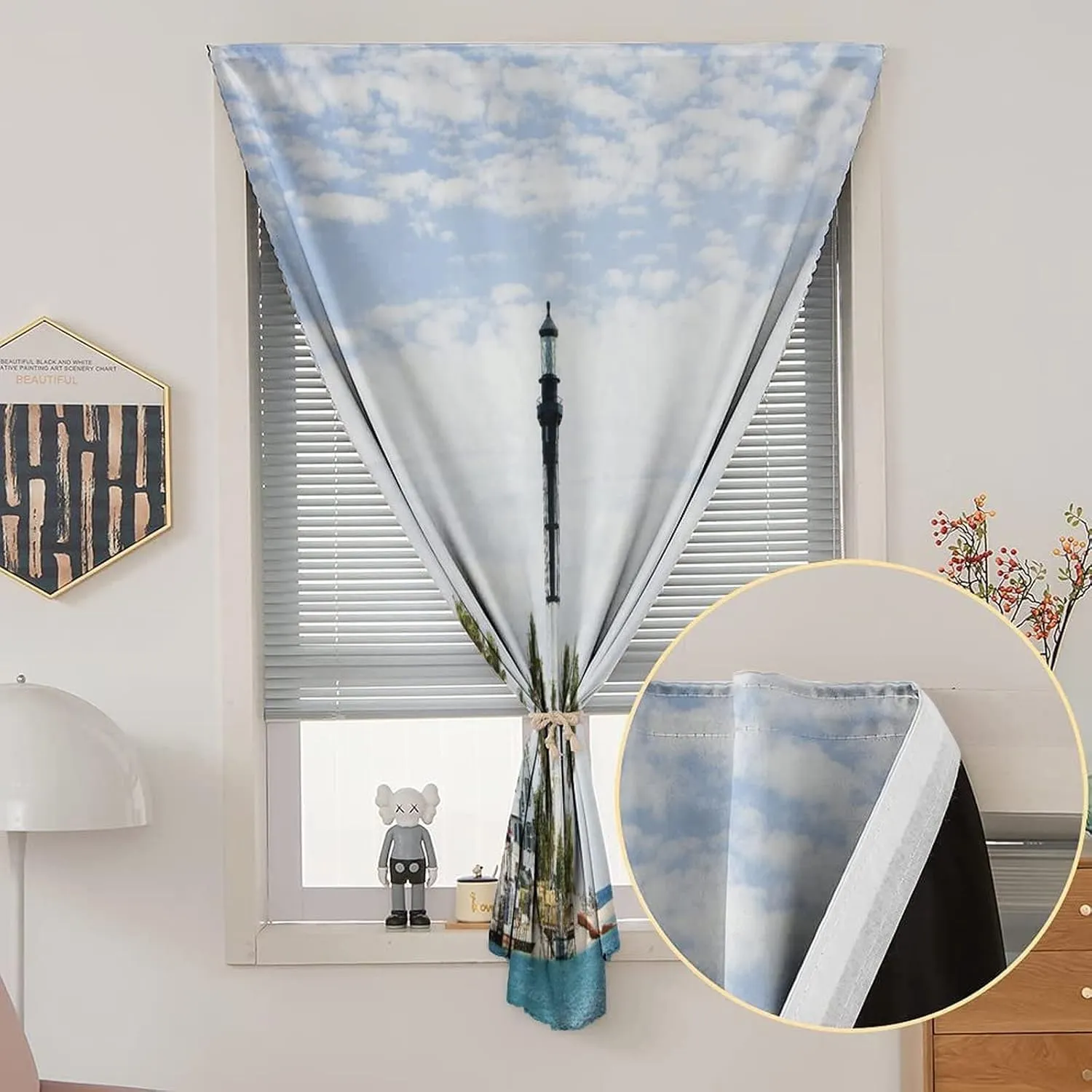 Adjustable Blackout Shades, United States Portable Blackout Curtain, Hillsboro Lighthouse Pompano Beach Palms Coast Print Living Room Bedroom Window Drapes,24W x40L Inches, for Children Kids Bedroom