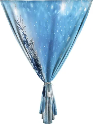 Adjustable Blackout Shades, Winter Portable Blackout Curtain, Snowy Season of Year Pine Tree Snowflakes Falling Down Print Living Room Bedroom Window Drapes,47W x54L Inches, for Bathroom Bedroom