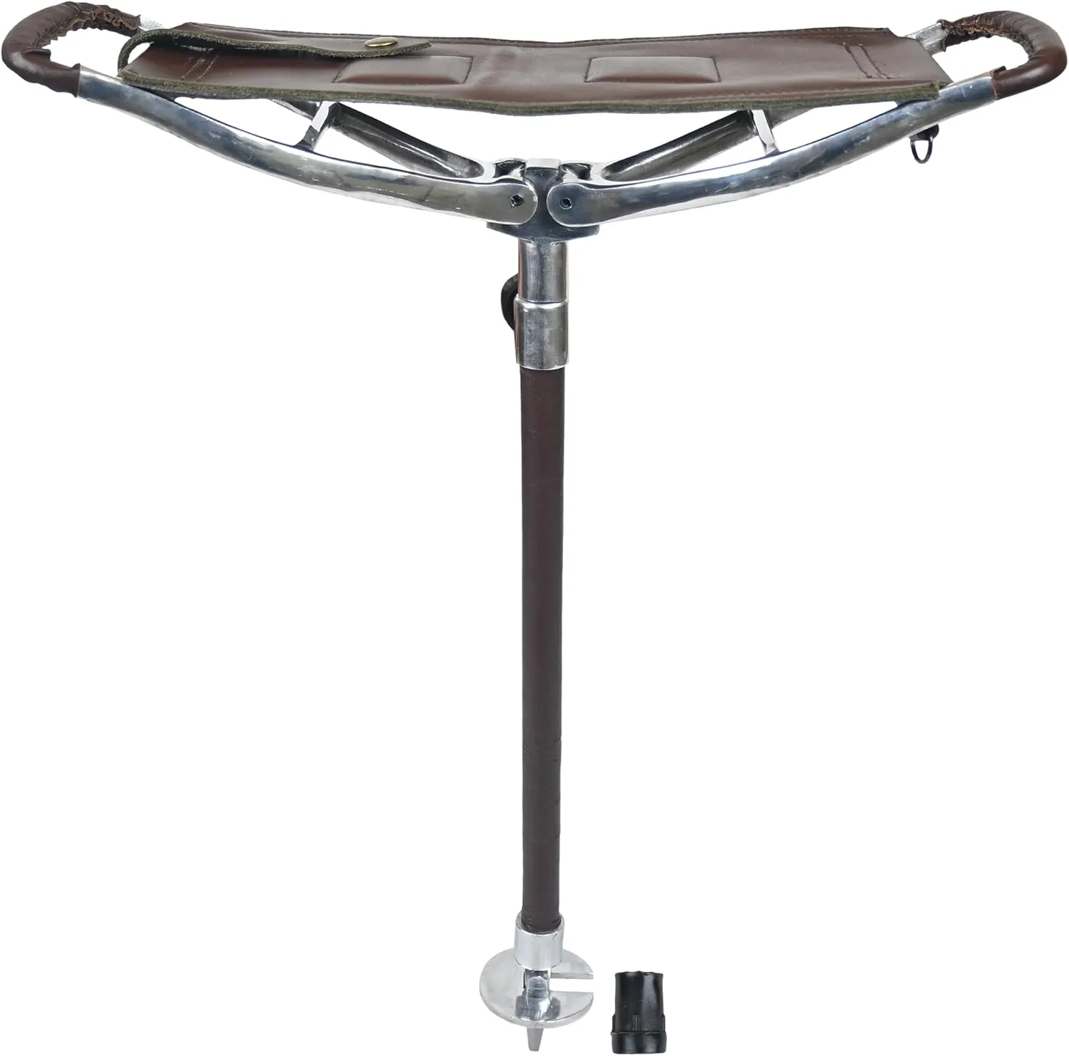 Adjustable Leather Walking Stick Seat Outdoor Shooting Sticks Spectator Seat Portable High Chair, Backpacking Folding Stool | Hunting Stool (Black) (Brown)