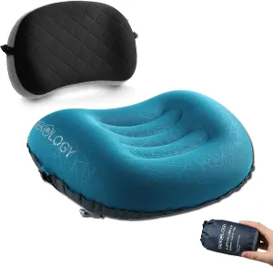 ALUFT2 (Deep Blue) Inflatable Pillow for Camping, Camping Pillows for Backpacking, Backpacking Pillows Ultralight, Inflatable Travel Pillow, Blow Up Pillows, Pad Attachment Strap for Camp Mat
