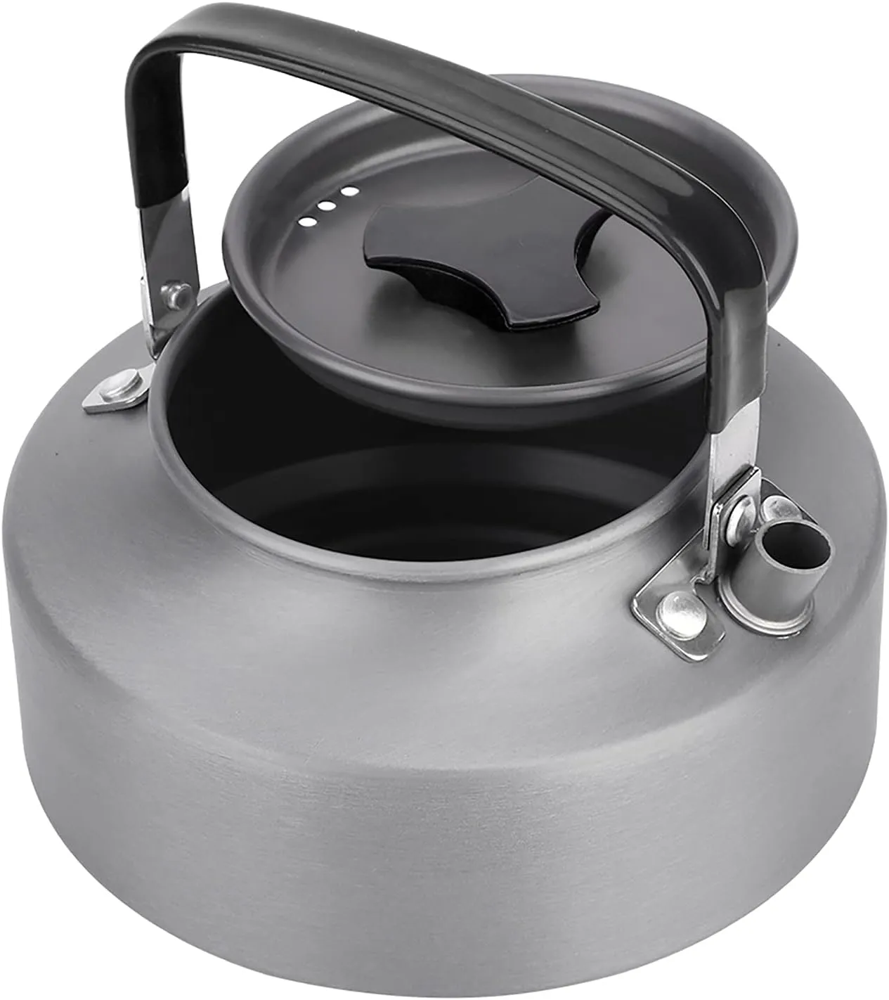 Aluminum Teapot, Portable 1.1L Aluminum Teapot Camping Teapot Over The Fire Stove Top Teapot Kettle Coffee Tea Pot for Camping Hiking Kitchen(Black)
