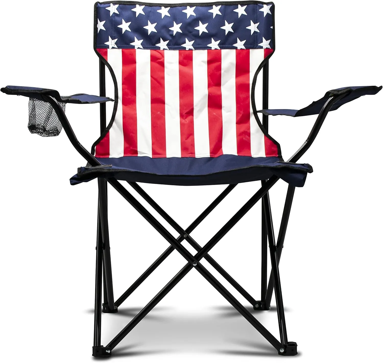 American Flag Camping Chair with Cupholder, Blue