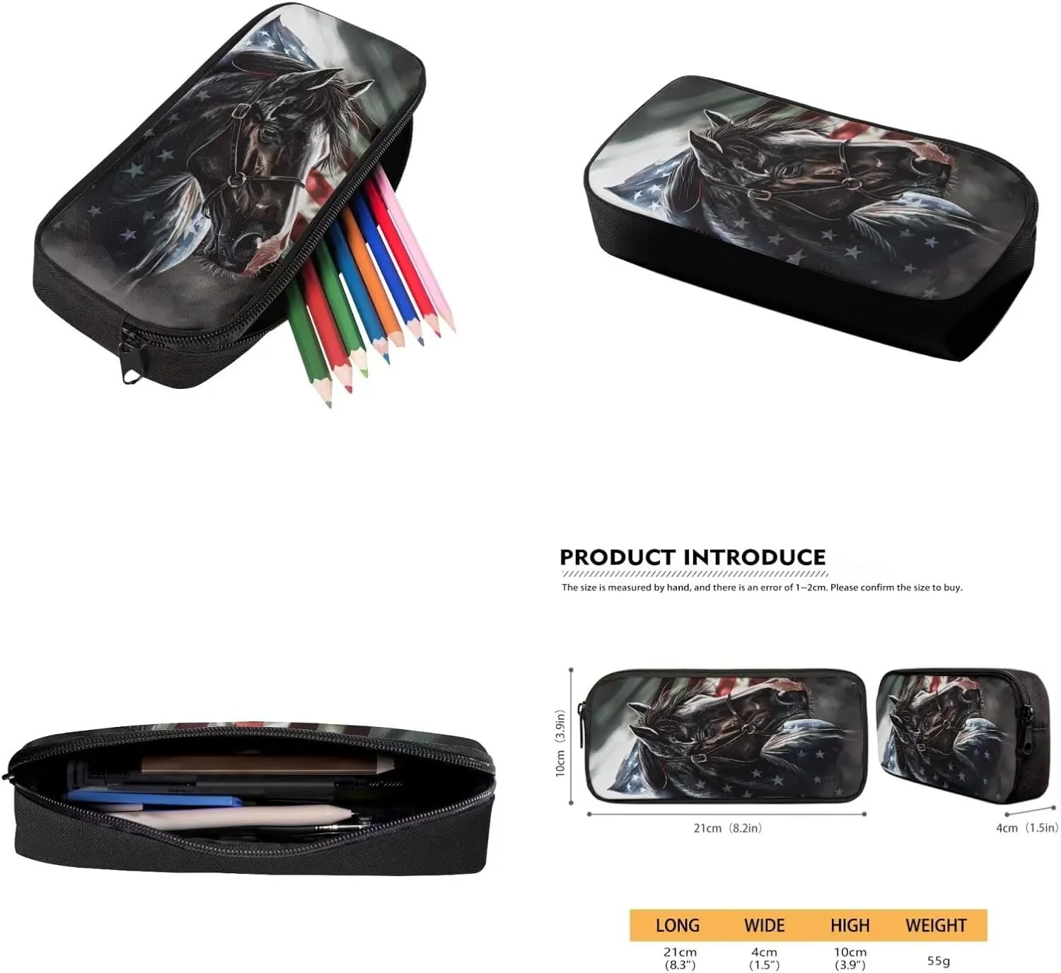 American Horse School Backpack for Teens Boys with Lunch Box Water Bottle Holder and Aesthetic Pencil Case Wear-Resistant Set Combinations Foster An Organized Lifestyle