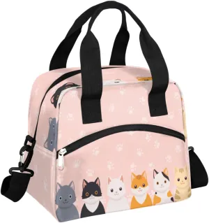 Animal Cat Paw Print Insulated Lunch Bag for Women/Men Kids Lunch Box with Adjustable & Removable Shoulder Strap Cooler Bag for Boys Girls Reusable Tote Lunch Box for Work Picnic Office