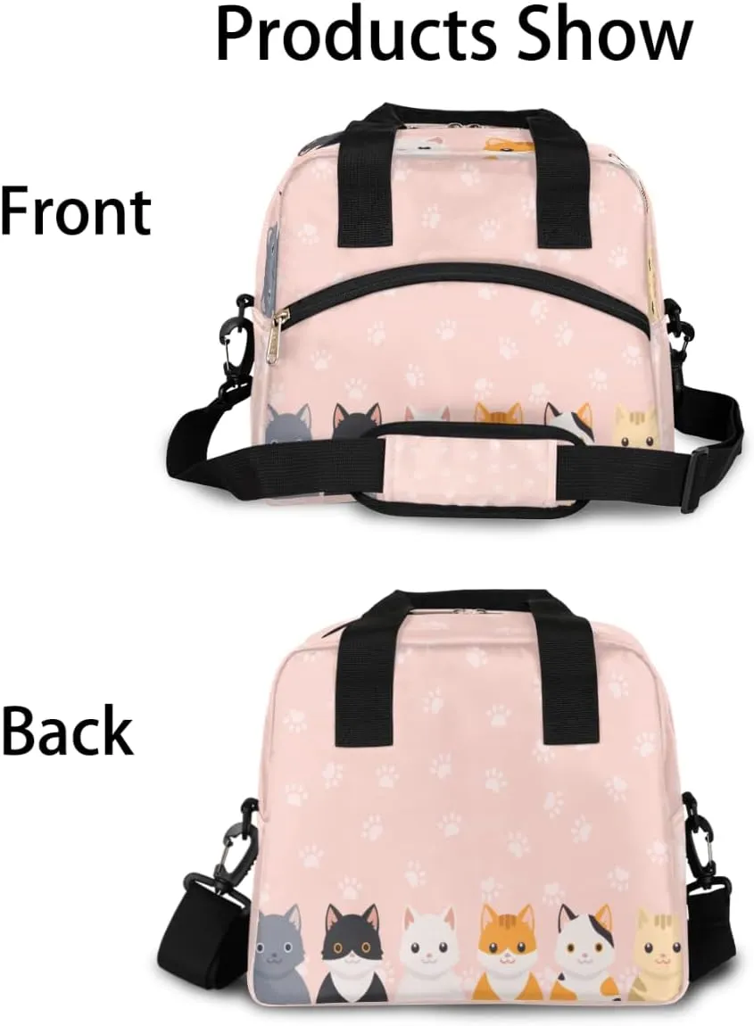 Animal Cat Paw Print Insulated Lunch Bag for Women/Men Kids Lunch Box with Adjustable & Removable Shoulder Strap Cooler Bag for Boys Girls Reusable Tote Lunch Box for Work Picnic Office