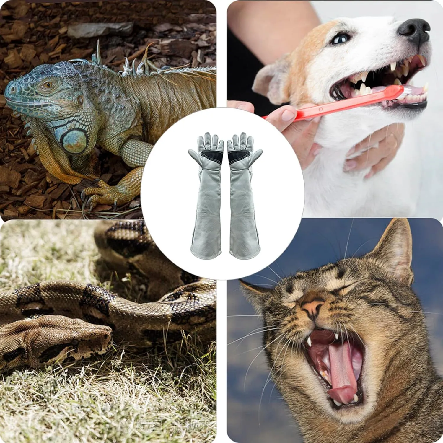 Animal Handling Gloves Bite Resistant, 60cm/ 23.6In Bite Proof Glove for Welding, Gardening, Handling Cat/Dog/Bird/Snake/Lizard/Falcon/Reptile, Anti-Bite Work Gloves (Light Color)