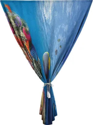 Anywhere Portable Blackout Curtain, Under the Sea Door Window Curtains, Tropical Emperor Long Living Angelfish in Underwater Print Bedroom Blackout Curtains,24W x40L Inches,, for Children Kids Bedroom
