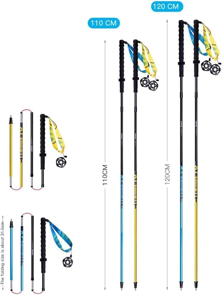 AONIJIE 2pcs Carbon Trekking Poles, Quick-Lock Ultralight Folding Carbon Fiber Walking Sticks for Off-Road Outdoor Running