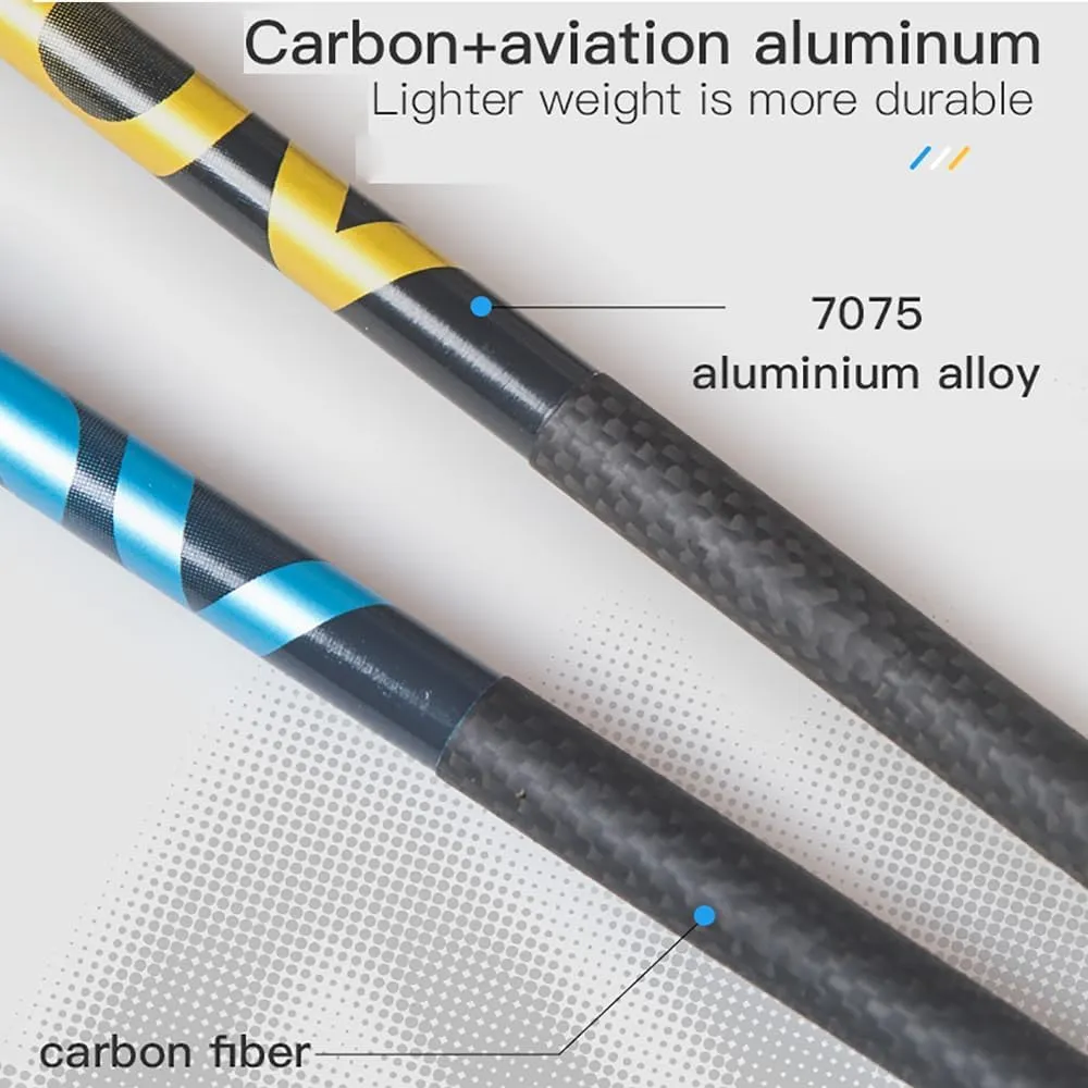 AONIJIE 2pcs Carbon Trekking Poles, Quick-Lock Ultralight Folding Carbon Fiber Walking Sticks for Off-Road Outdoor Running