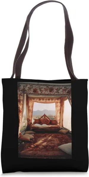 Arabian Nights: Tent Covered Oriental Carpets Tote Bag