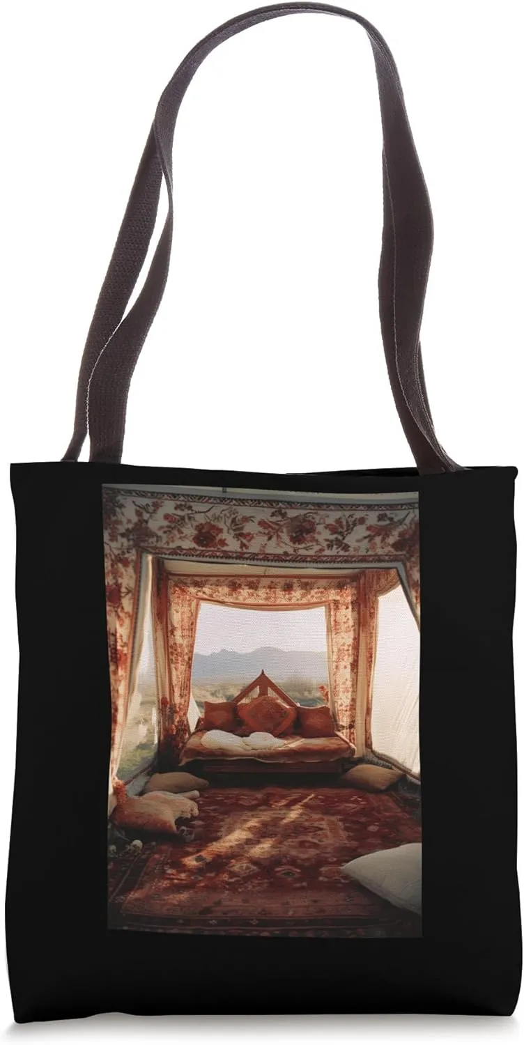 Arabian Nights: Tent Covered Oriental Carpets Tote Bag