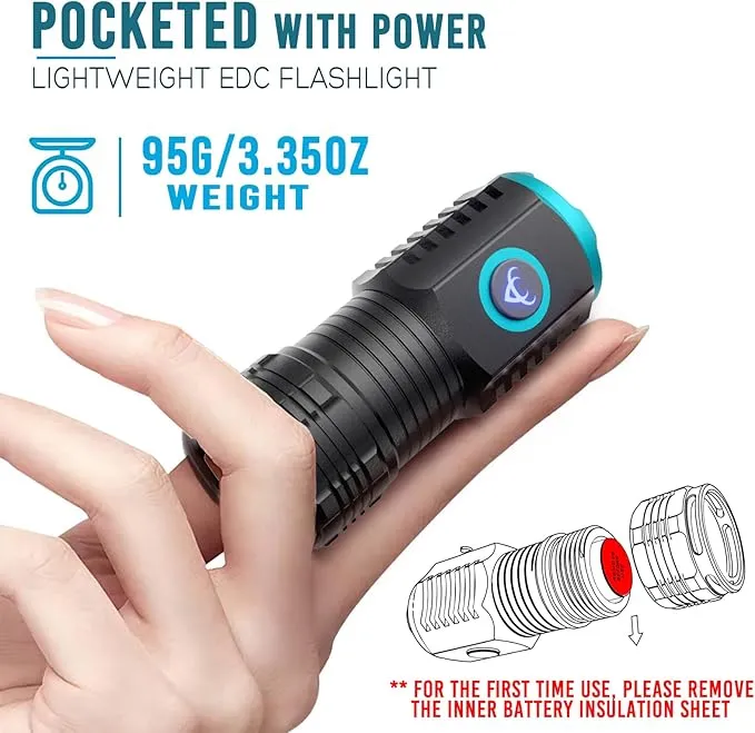 ARCEE Rechargeable Small Flashlight, 2000 Lumens Bright Powerful Aluminium Flashlights for Camping, Hiking, Emergency, Hurricane, Fishing, Power Outage (1 Pack Med)