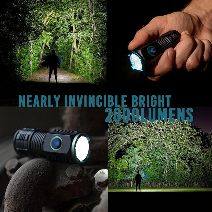 ARCEE Rechargeable Small Flashlight, 2000 Lumens Bright Powerful Aluminium Flashlights for Camping, Hiking, Emergency, Hurricane, Fishing, Power Outage (1 Pack Med)