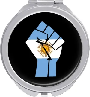 Argentina Flag Resist Travel Makeup Mirror 2-Sided 1x 2X Magnification Portable Mini Mirror for Handbag Purse Pocket