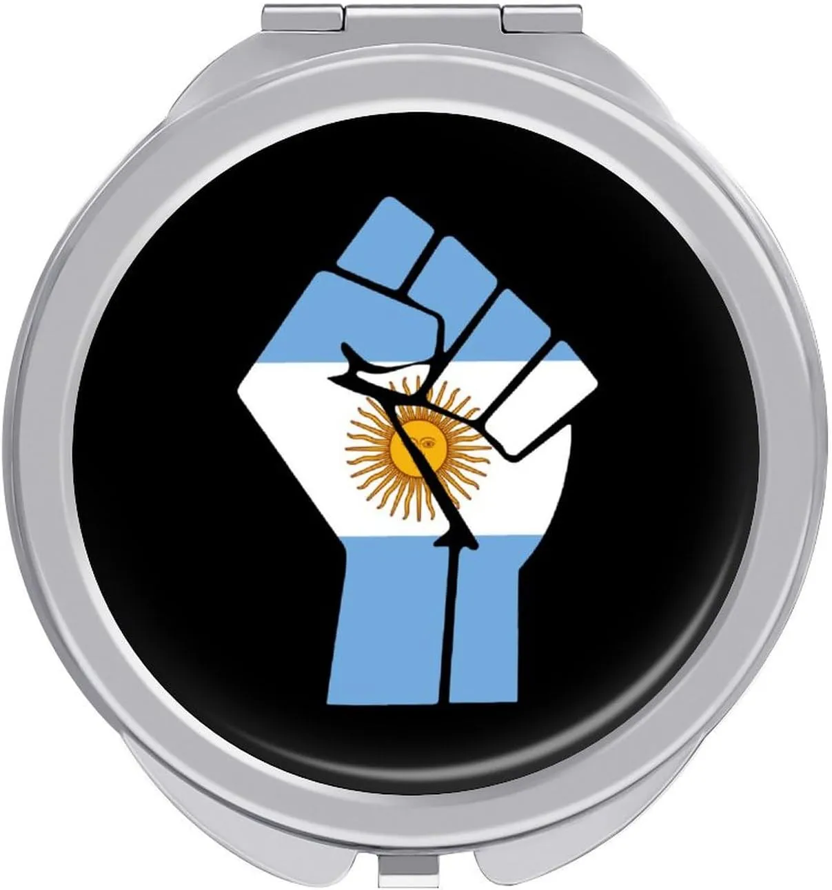 Argentina Flag Resist Travel Makeup Mirror 2-Sided 1x 2X Magnification Portable Mini Mirror for Handbag Purse Pocket