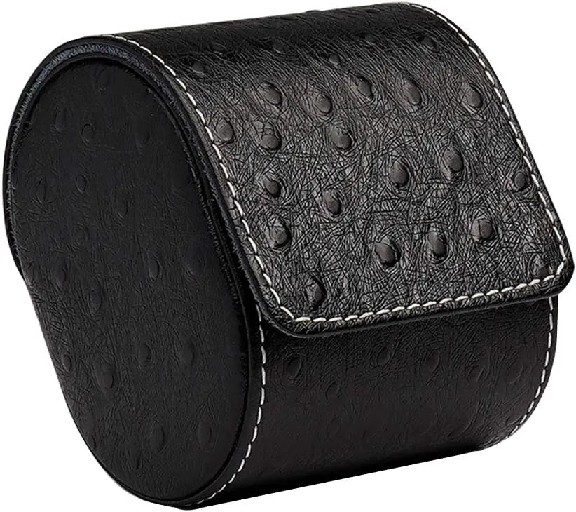 Artificial Leather Ostrich Pattern Watch Storage Bag Portable Travel Mechanical Watch Box High-end European Collection Single Watch Collection (Yellow/Black)