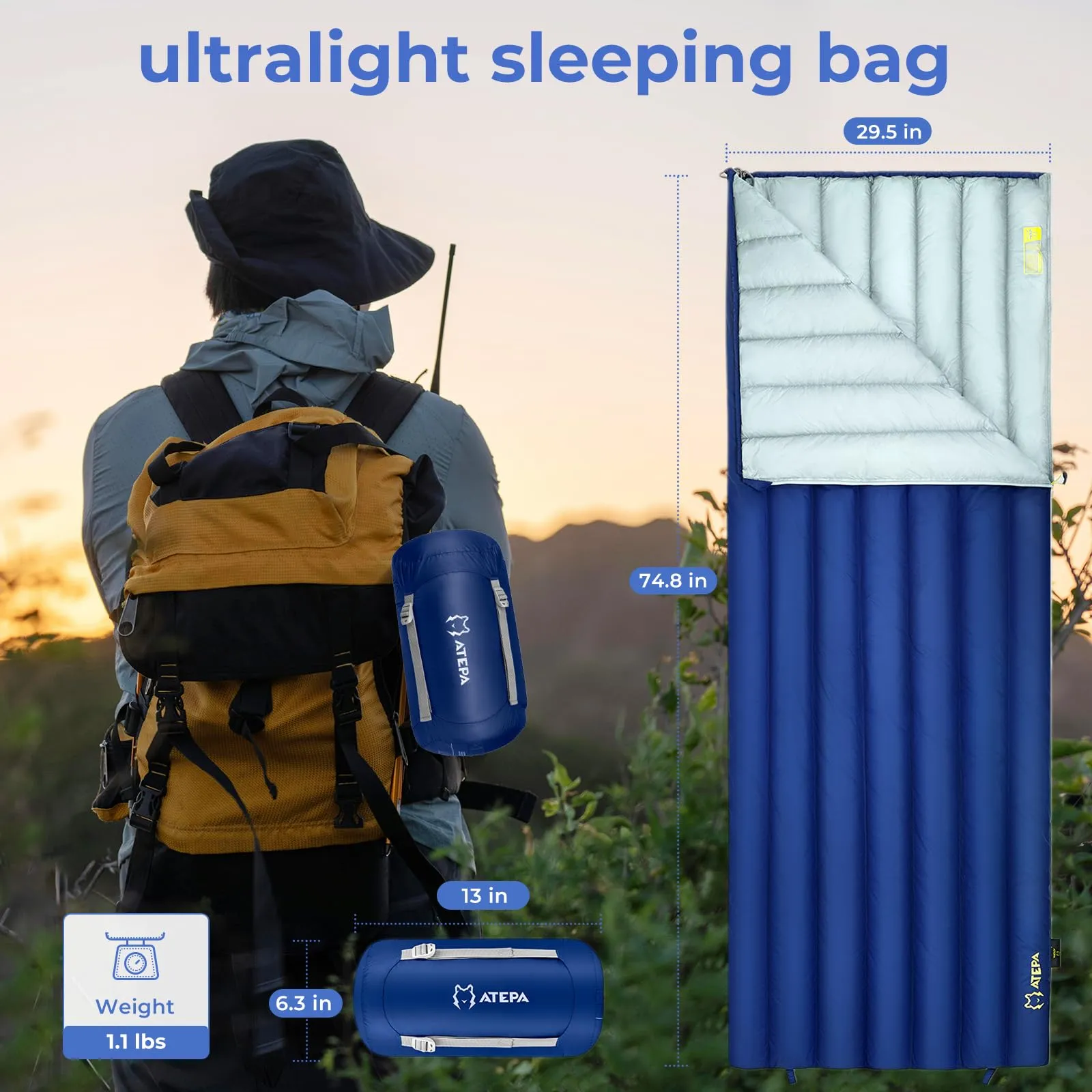 ATEPA SEATTLE 300 Down Envelope Sleeping Bag