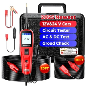Autel PowerScan Circuit Tester 2025, 12V 24V Automotive Power Circuit Probe Kit, Read AC DC Voltage Resistance PS100, for Frequency/Duty Cycle/Voltage Test, Activating Component, w/ 20ft Cable