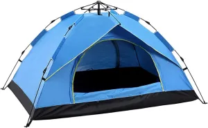 Automatic Pop Up Tent Family Camping Tent 2-3-4 Person Portable Tent Spring Type Fast Open Waterproof Windproof for Camping Hiking Mountaineering (Blue Width 1.5m) (Blue Width 2m)