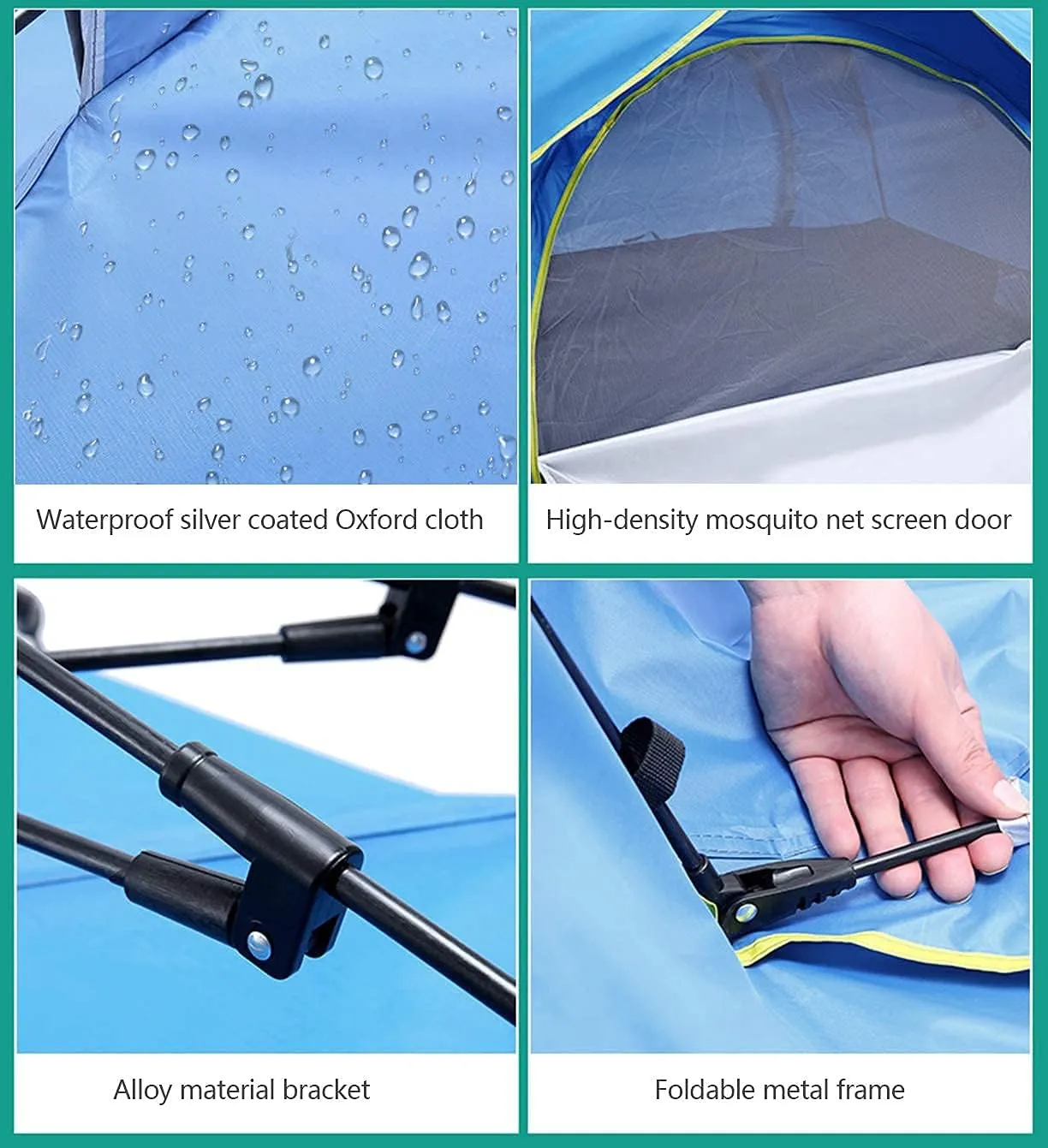 Automatic Pop Up Tent Family Camping Tent 2-3-4 Person Portable Tent Spring Type Fast Open Waterproof Windproof for Camping Hiking Mountaineering (Blue Width 1.5m) (Blue Width 2m)