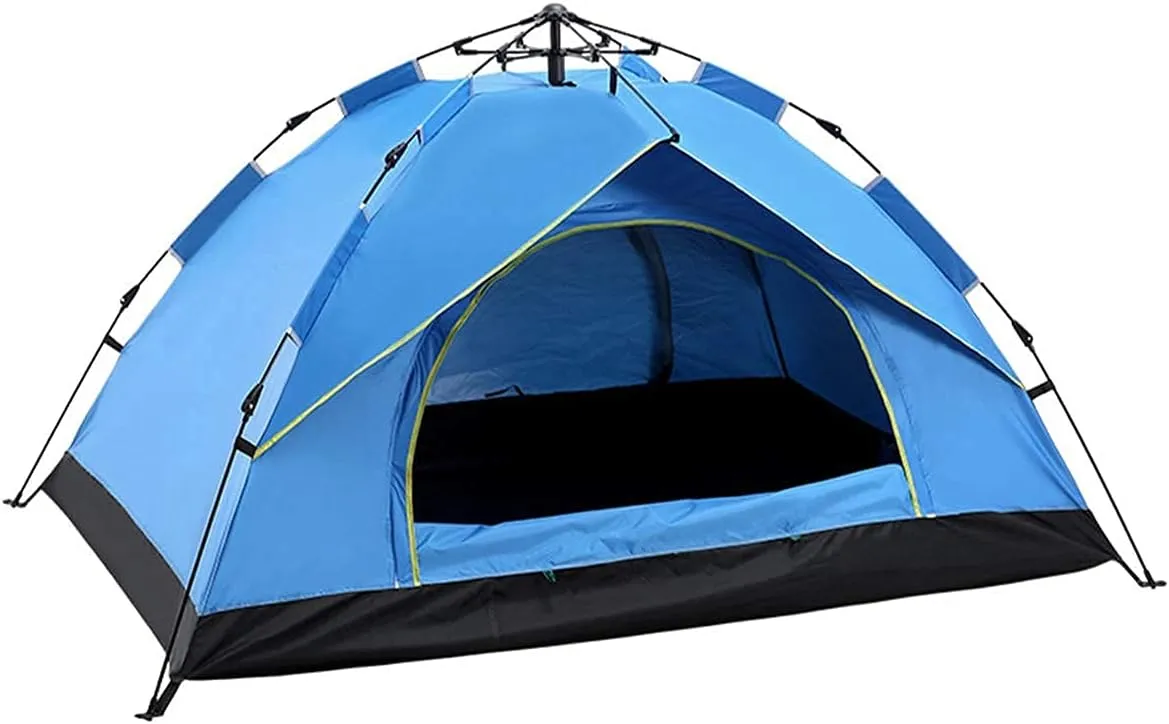 Automatic Pop Up Tent Family Camping Tent 2-3-4 Person Portable Tent Spring Type Fast Open Waterproof Windproof for Camping Hiking Mountaineering (Blue Width 1.5m) (Blue Width 2m)