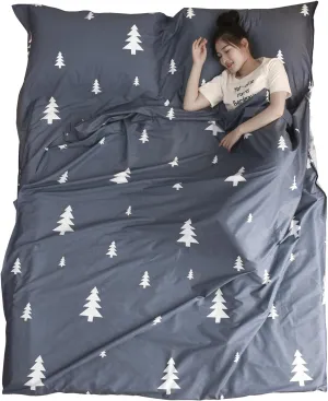 Azarxis Sleeping Bag Liner, Travel Sheet Lightweight Compact Cotton Sleep Bag Sack for Camping, Traveling, Hotels, Hostels & Backpacking (Blue, S - 2.62 x 6.89 ft)