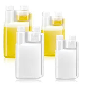 Baderke 4 Pcs 8oz and 16oz Plastic Flask Shot Glass Chamber Liquor Flask Recyclable Translucent White HDPE Travel Plastic Bottles Portable Beverage Dispenser for Alcoholic Beverage Party Camping