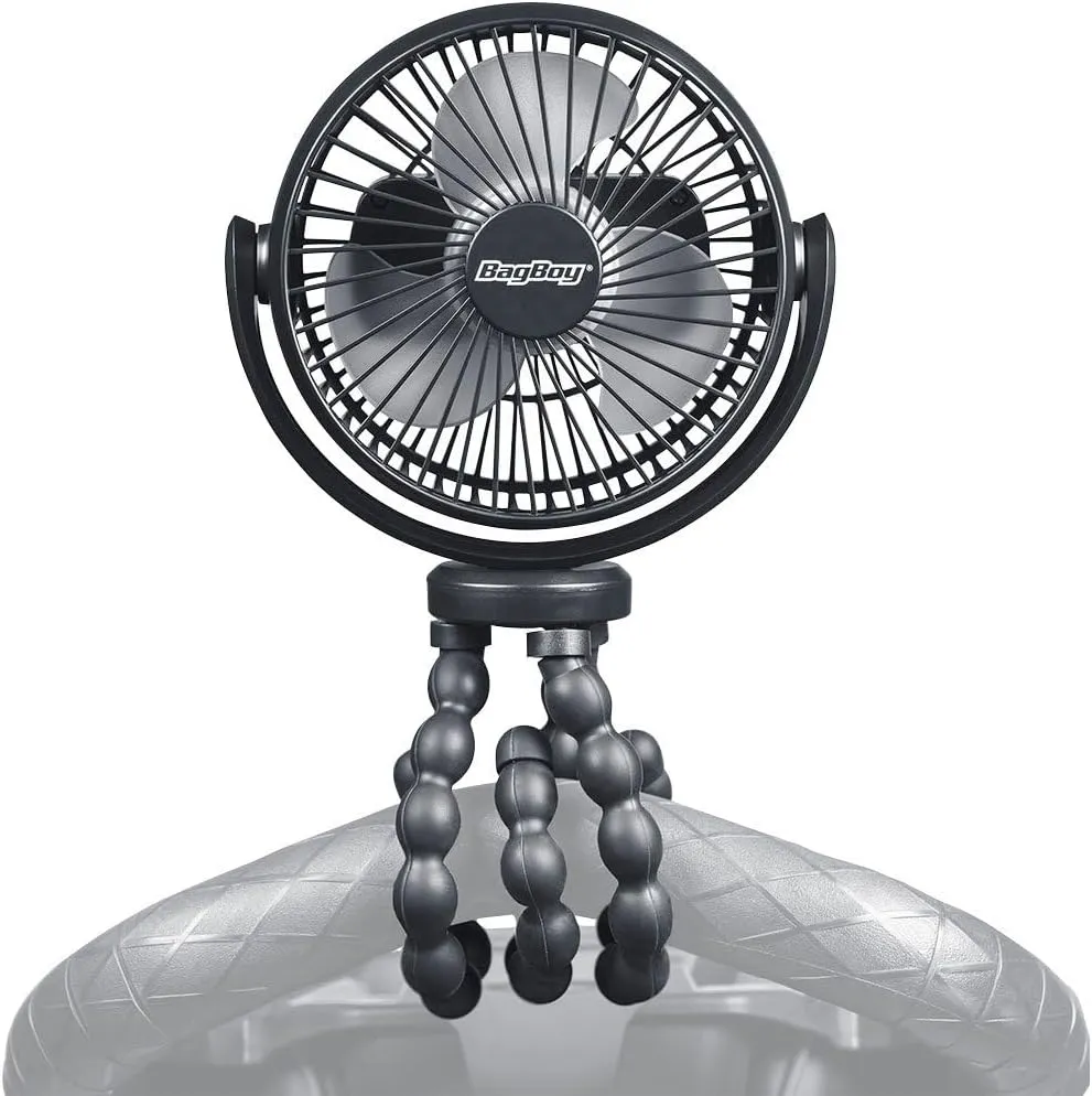Bag Boy Cart Fan 2.0, Adjustable and Compact Fan with Rechargeable Battery and Flexible Tripod Legs