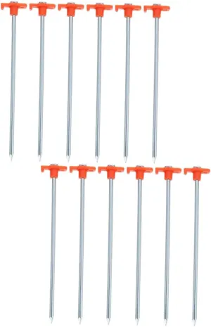 Balacoo 12pcs Metal Rock Stakes Heavy Duty Tent Pegs Windproof Steel Nails Camping Tent Stakes Tarp Fixing Outdoor Accessories