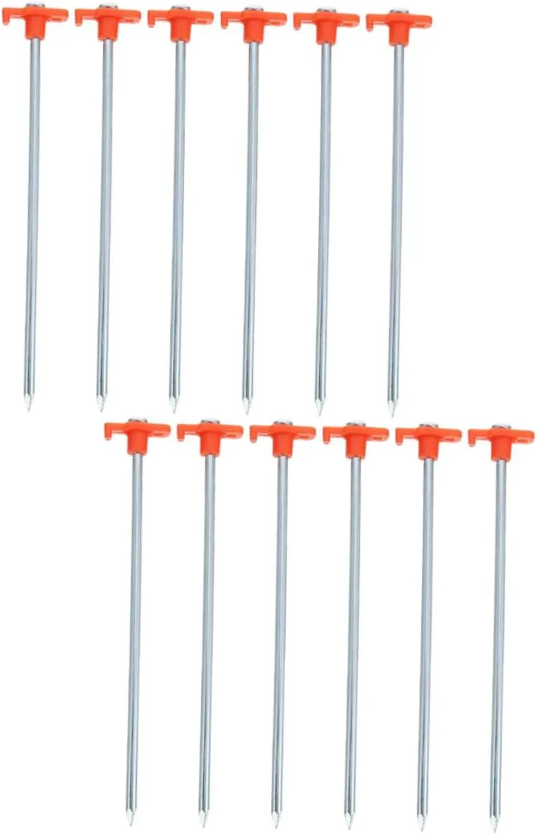 Balacoo 12pcs Metal Rock Stakes Heavy Duty Tent Pegs Windproof Steel Nails Camping Tent Stakes Tarp Fixing Outdoor Accessories