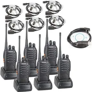 BaoFeng BF-888S Two Way Radio with Built in LED Flashlight (Pack of 6)  Covert Air Acoustic Tube Headset Earpiece
