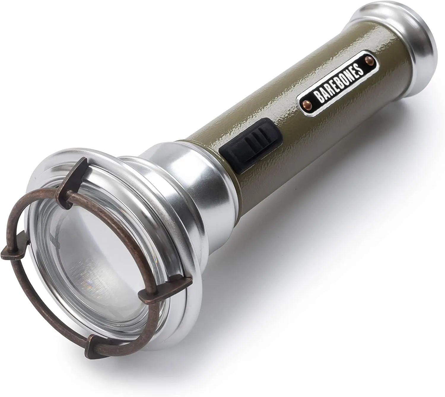 Barebones Vintage Flashlight - Olive Drab, USB Rechargeable LED Flashlight, 15-Hour Run Time, 170 Lumens, Compact and Durable, Water-Resistant Camping Gear and Hiking Accessory