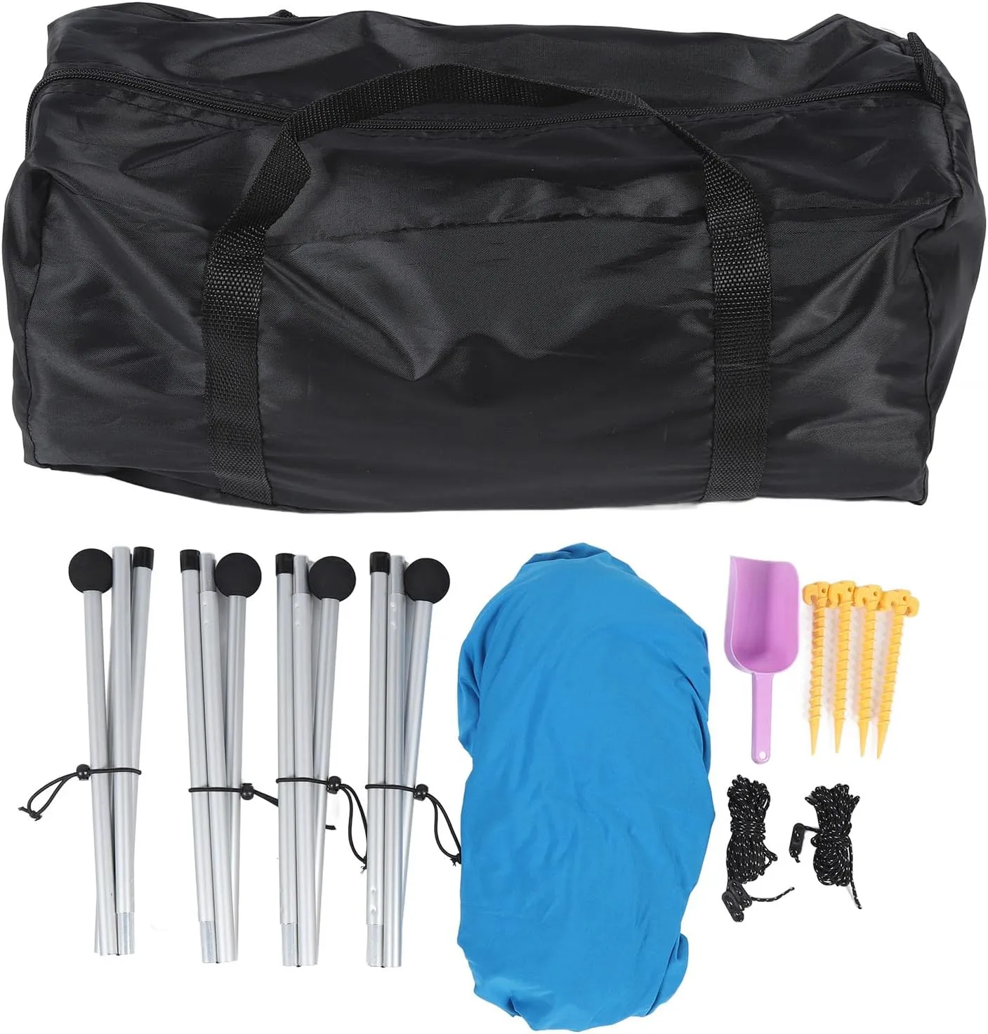 Beach Canopy, 4 Poles Beach Tent Sun Shelter Quick Setup with Carry Bag for Camping (210 * 200 * 150CM)