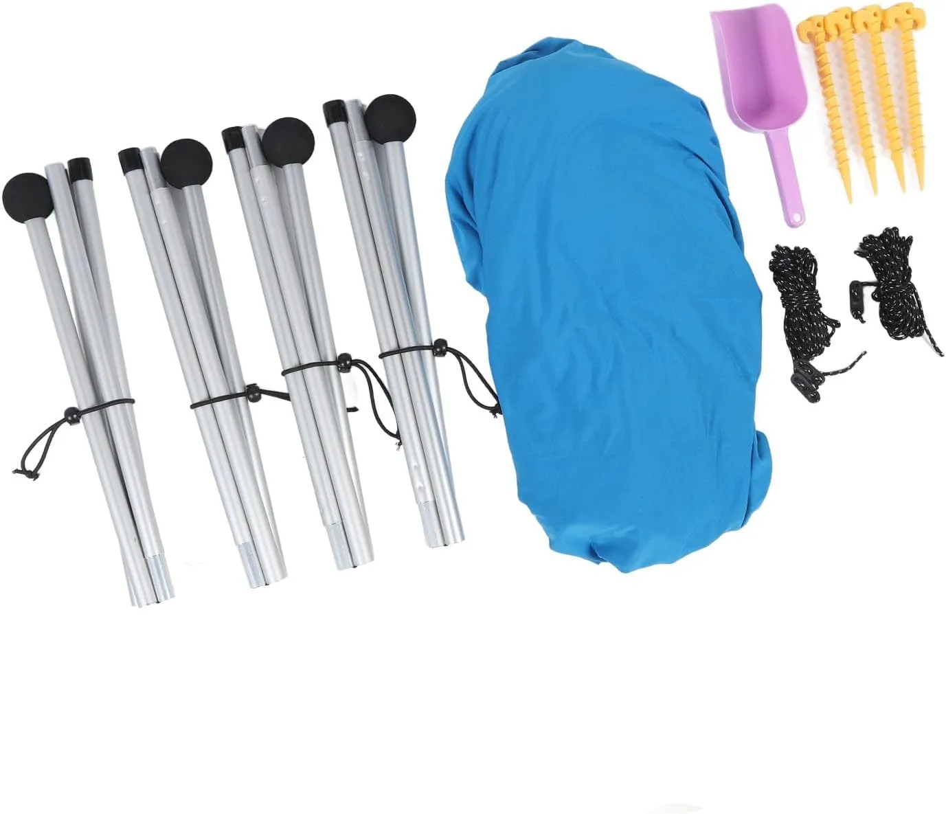 Beach Canopy, 4 Poles Beach Tent Sun Shelter Quick Setup with Carry Bag for Camping (210 * 200 * 150CM)