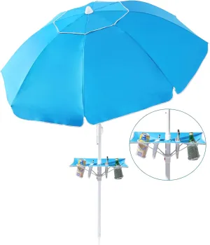 Beach Umbrella - Beach Umbrella for Sand Wind Portable with Tilt Pole, 6.56 FT Arc Length 5.9 FT Diameter, Heavy Duty Wind Resistant Striped Large Umbrellas, UV 50  Parasol with Anchor Screw Adjustable Height