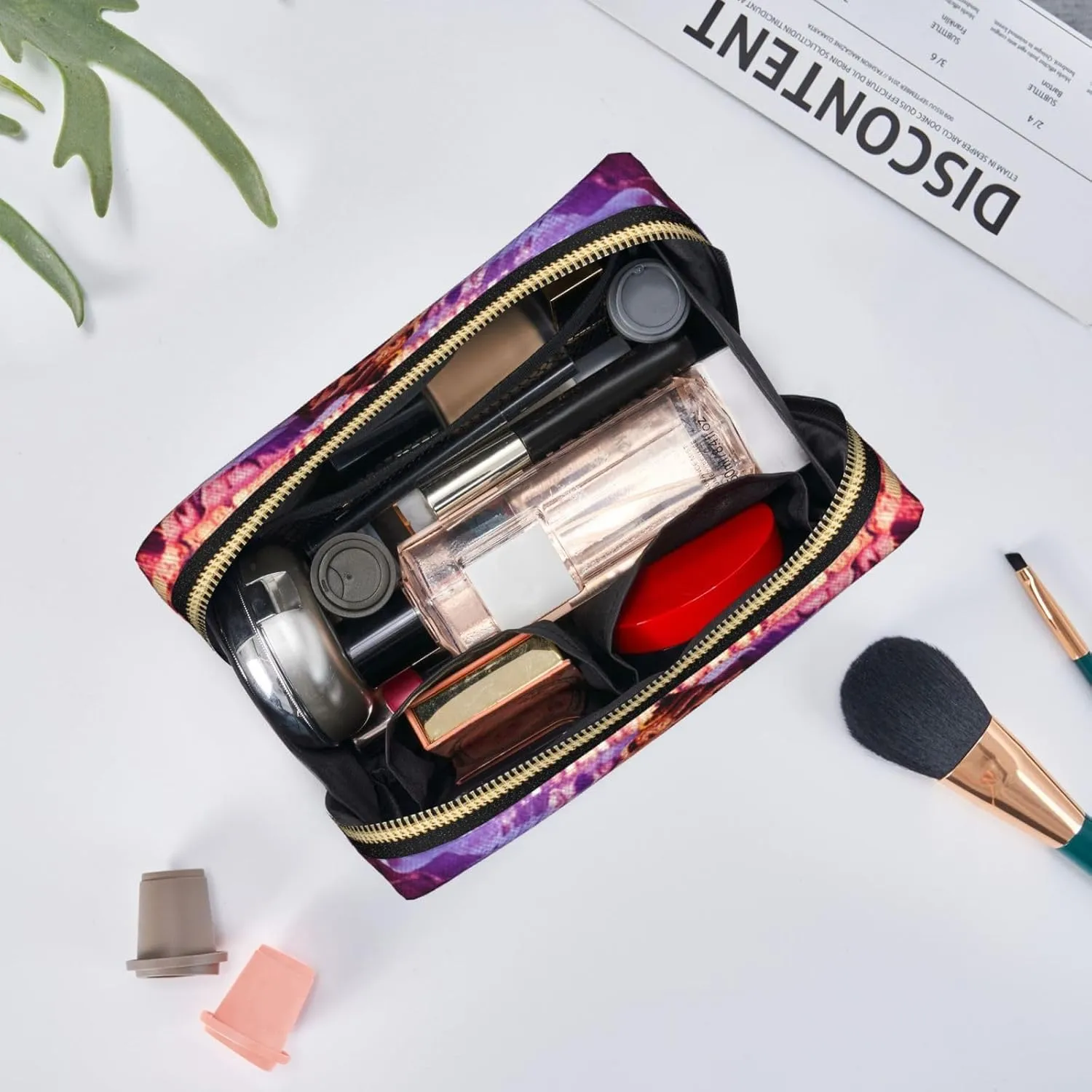 Beauty Grand Canyon Leather Toiletry Travel Bag, Compact Makeup Organizer For Women