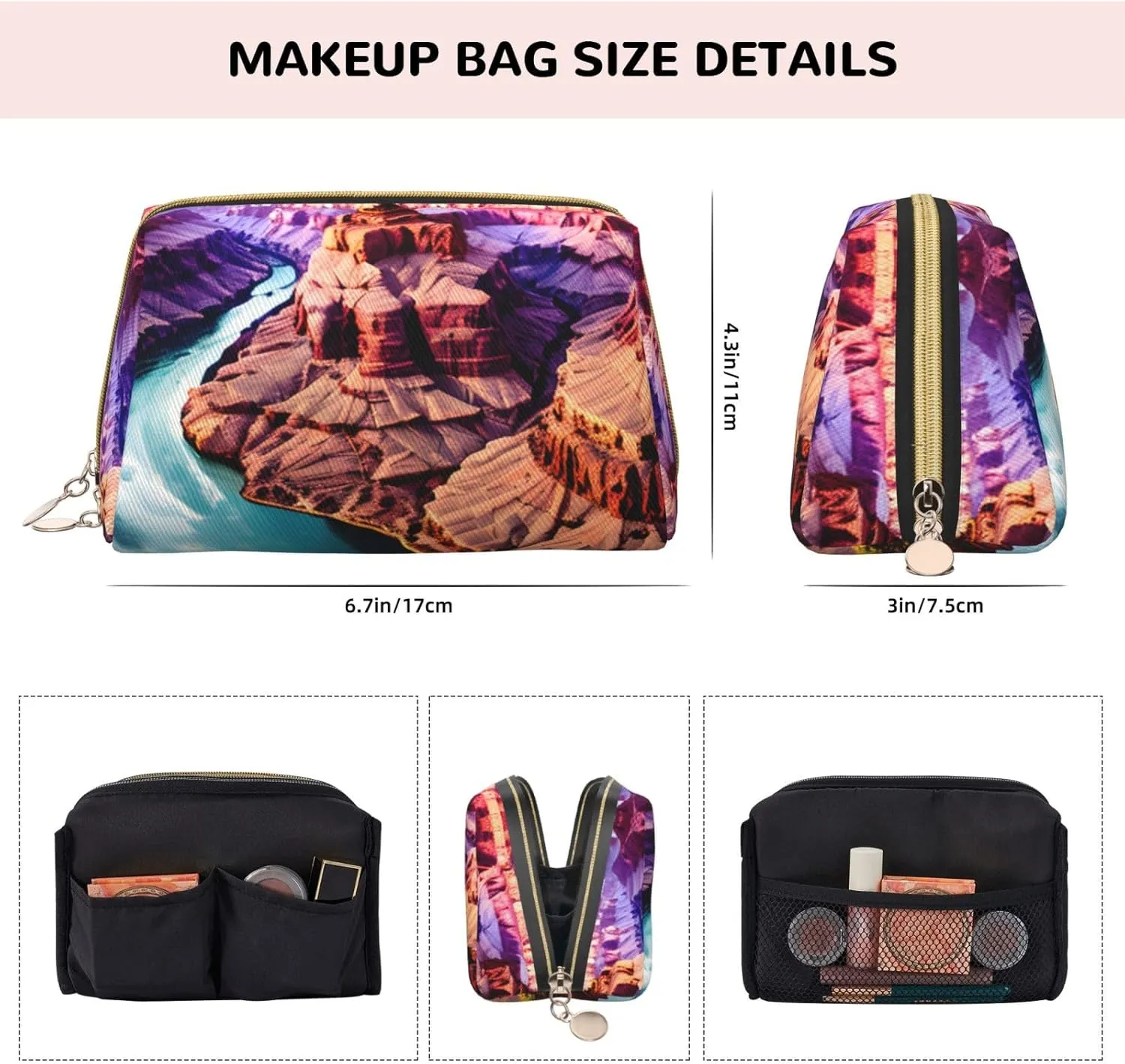 Beauty Grand Canyon Leather Toiletry Travel Bag, Compact Makeup Organizer For Women