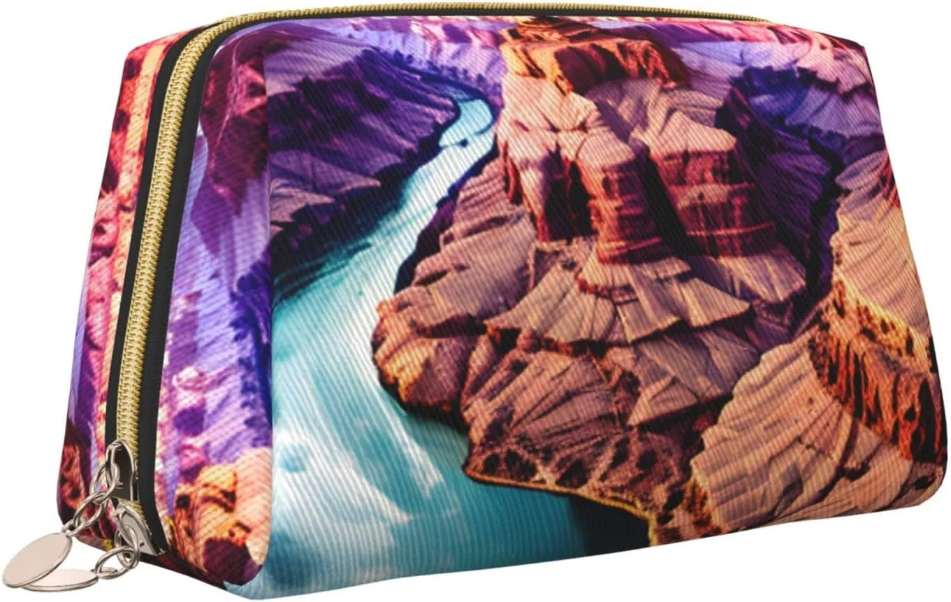 Beauty Grand Canyon Leather Toiletry Travel Bag, Compact Makeup Organizer For Women