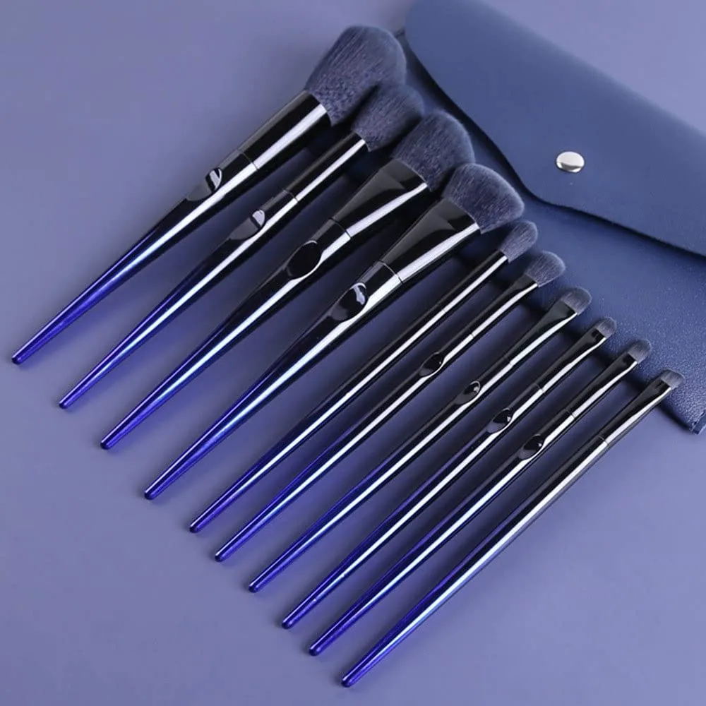 Beauty Tools Concealer Brush Set Fingerprints 10 Brushes Complete Makeup(1,D)