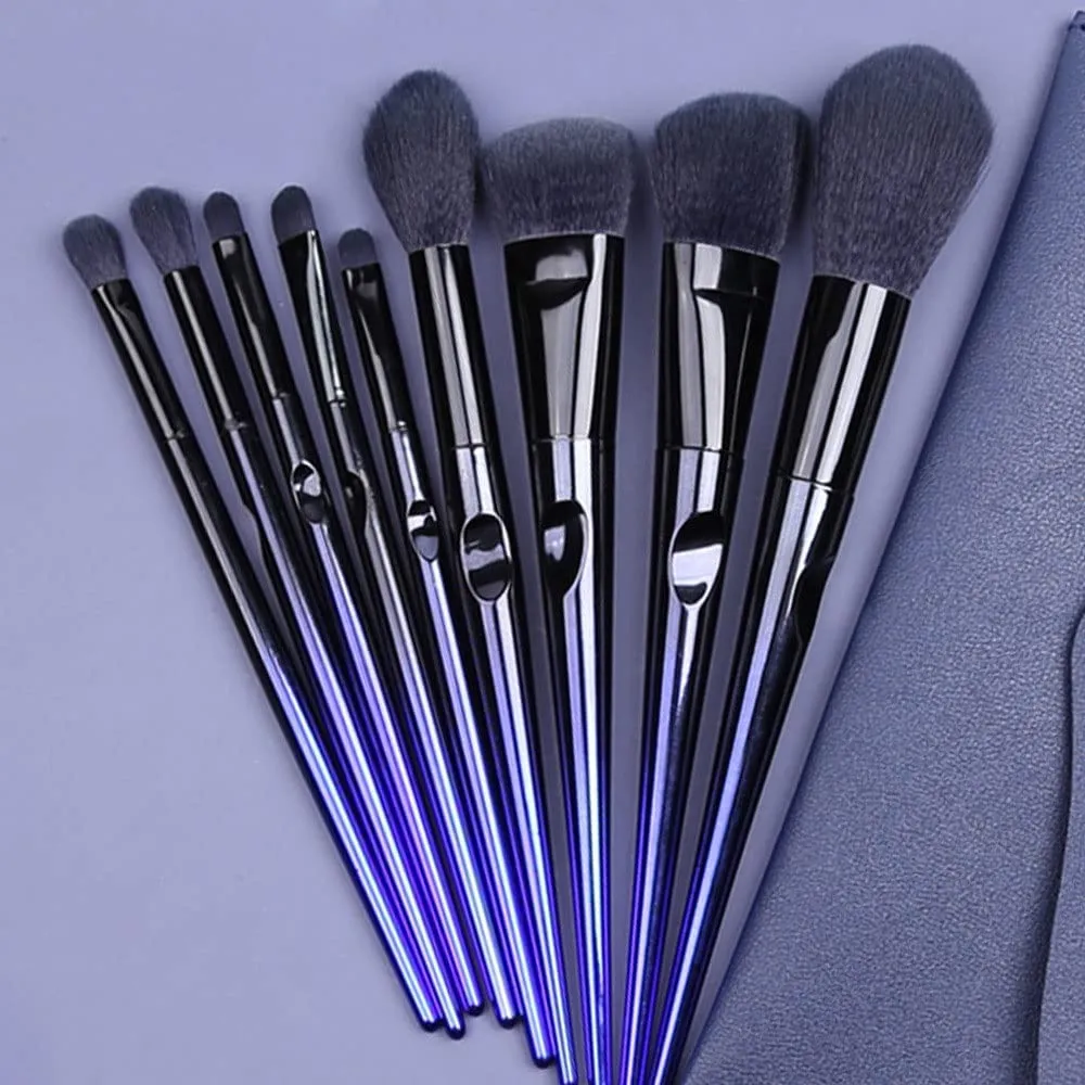 Beauty Tools Concealer Brush Set Fingerprints 10 Brushes Complete Makeup(1,D)