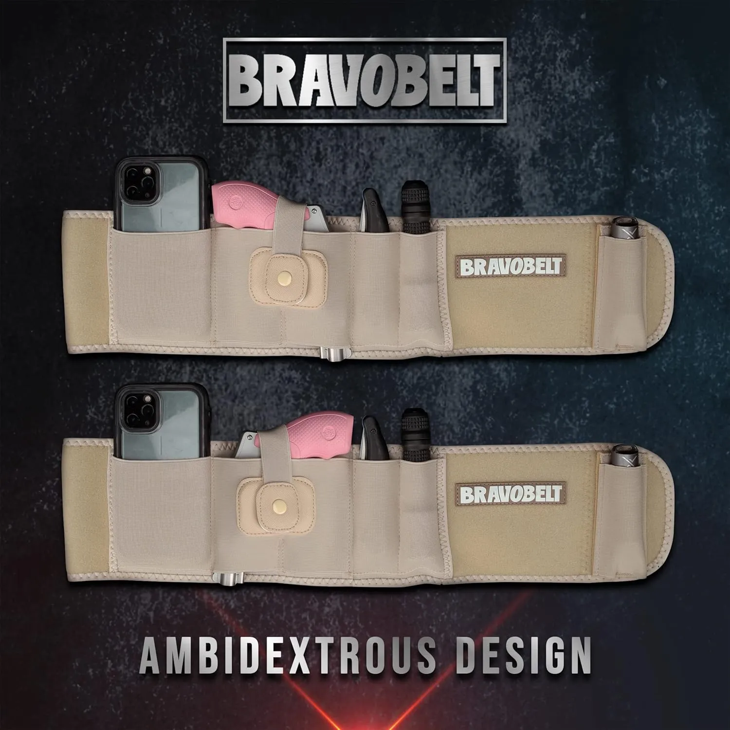 Belly Band Holster - by BRAVOBELT Athletic Performance Holster for Running, Jogging, Hiking - G17-43 S&W M&P 40 Shield | for Men & Women