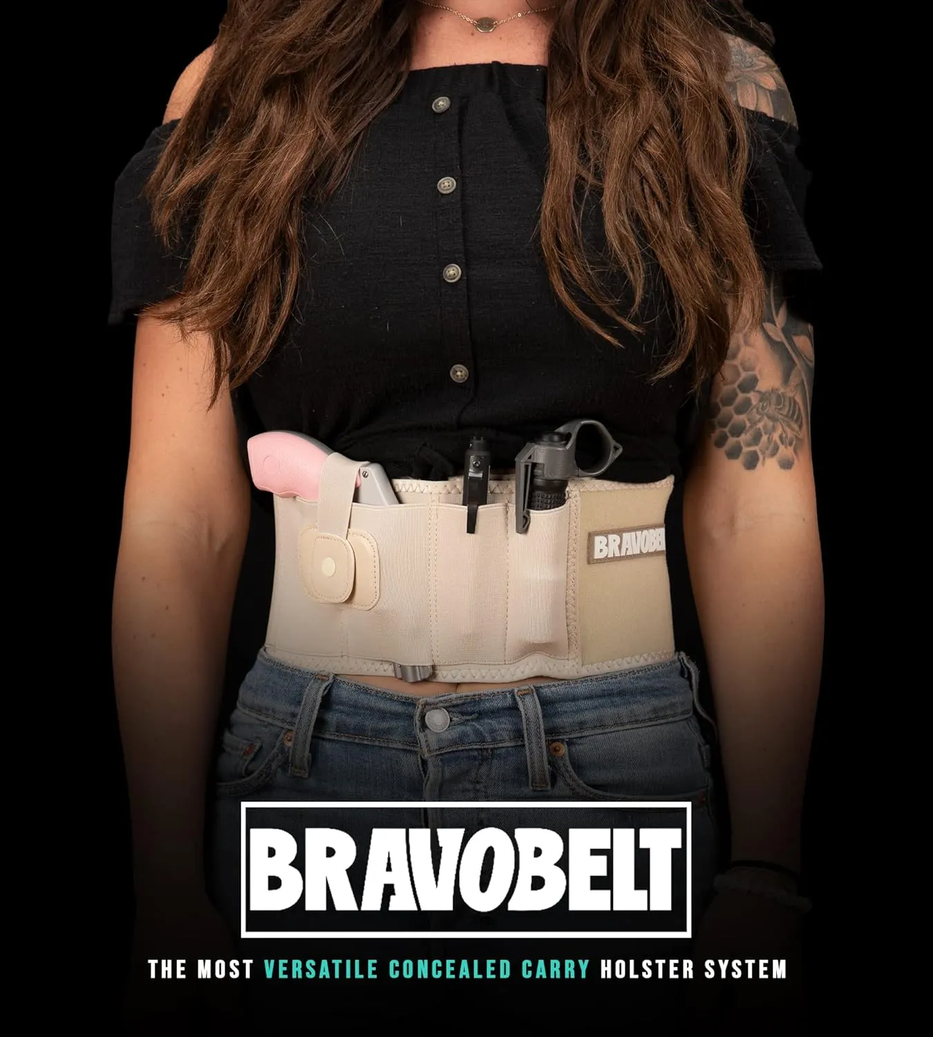 Belly Band Holster - by BRAVOBELT Athletic Performance Holster for Running, Jogging, Hiking - G17-43 S&W M&P 40 Shield | for Men & Women