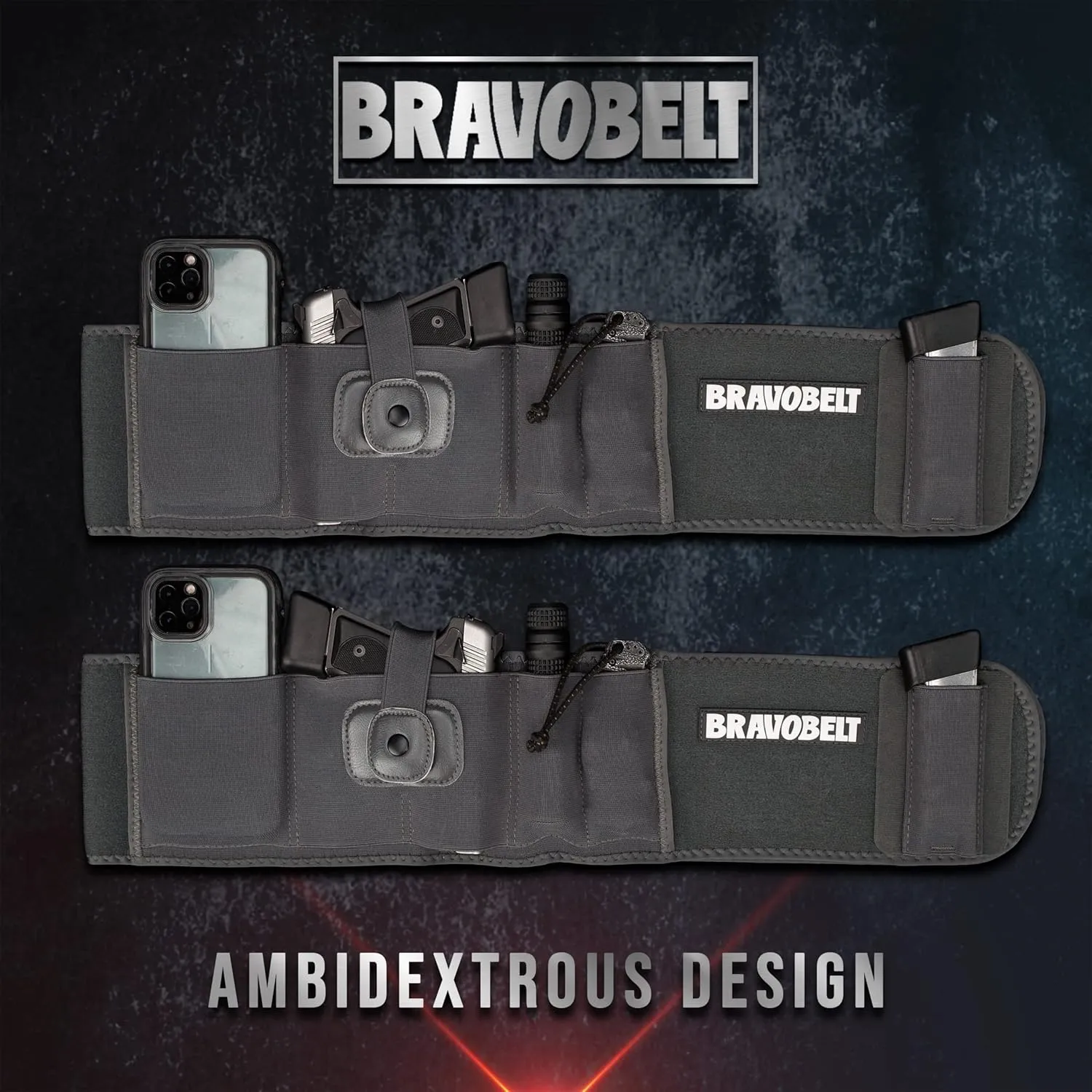 Belly Band Holster - by BRAVOBELT Athletic Performance Holster for Running, Jogging, Hiking - G17-43 S&W M&P 40 Shield | for Men & Women