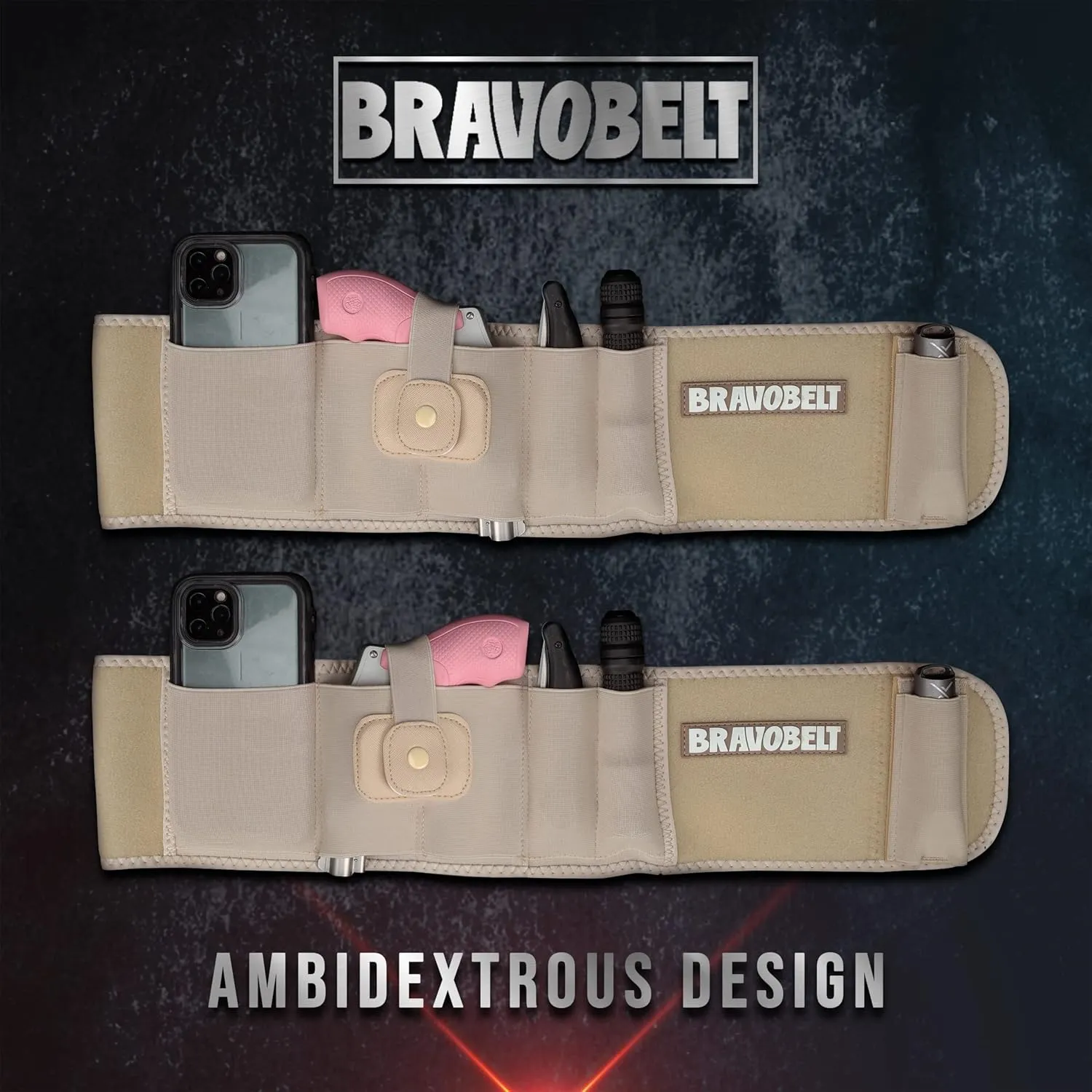 Belly Band Holster - by BRAVOBELT Athletic Performance Holster for Running, Jogging, Hiking - G17-43 S&W M&P 40 Shield | for Men & Women