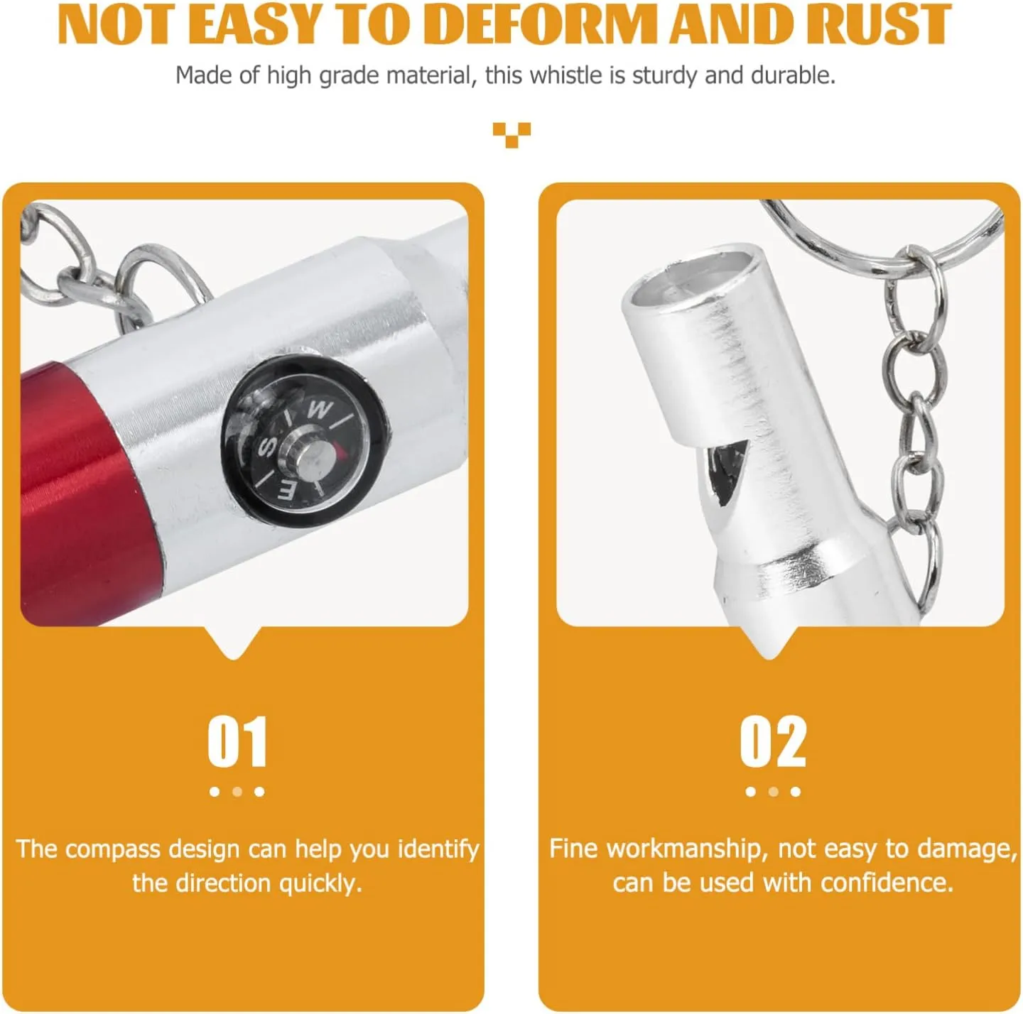 BESPORTBLE 2pcs Survival Whistles with Compass Flashlight Multifunctional Emergency Whistles