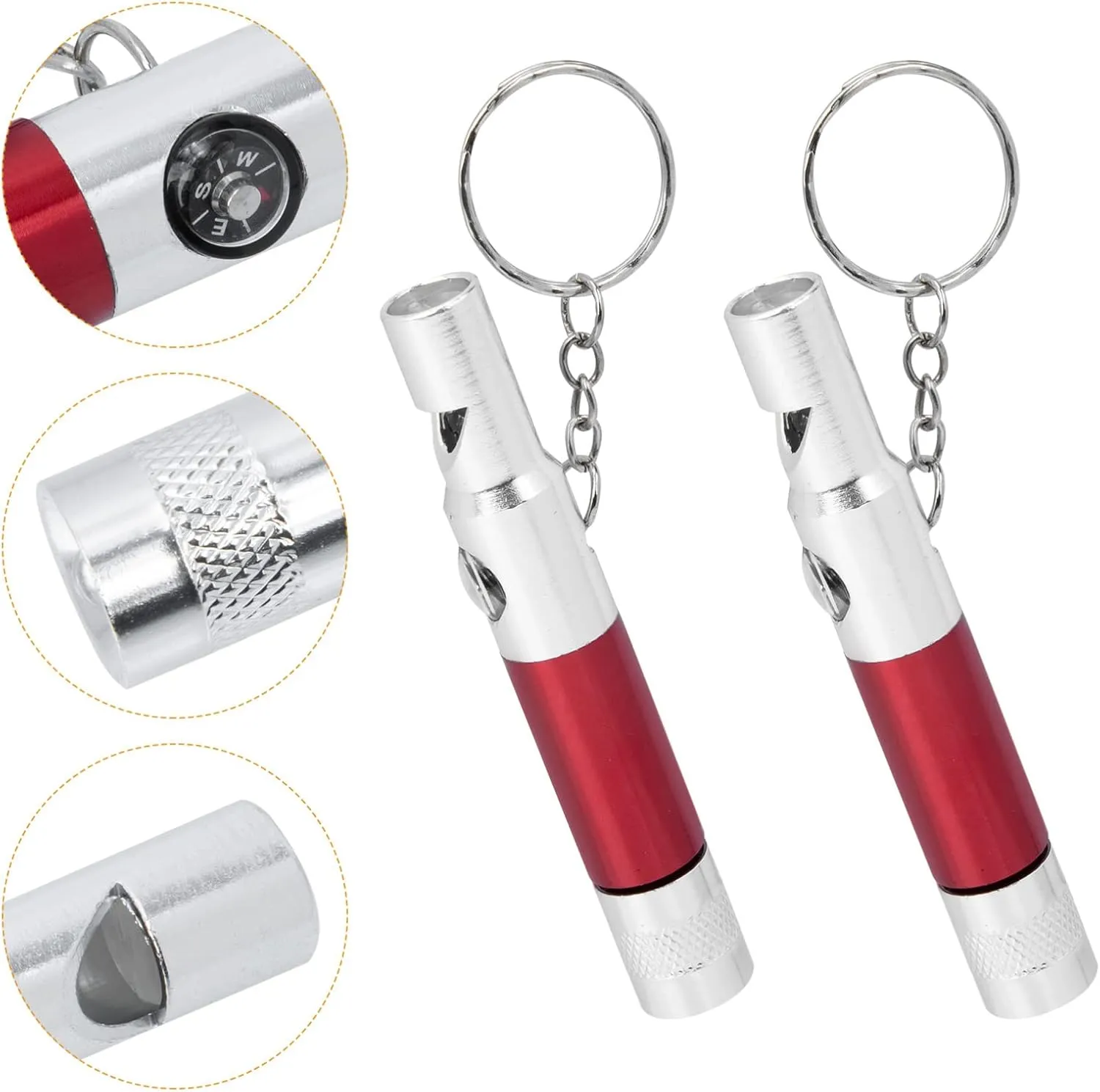 BESPORTBLE 2pcs Survival Whistles with Compass Flashlight Multifunctional Emergency Whistles